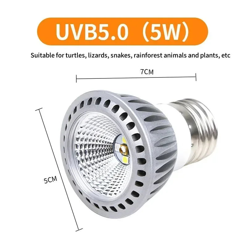 Reptile UVA + UVB Full Spectrum Turtle Basking Platform Sun Lamp Sunbathe Heat Lamp for Lizard Amphibians 5.0 10.0 Reptile Light
