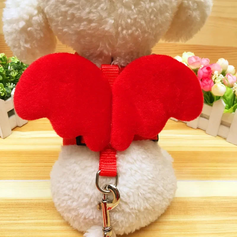Cute Angel Pet Puppy Dog Leashes And Collars Set Cat  Harness 3D Wings Adjustable for Small Medium Dogs Outdoor Walking Supplies