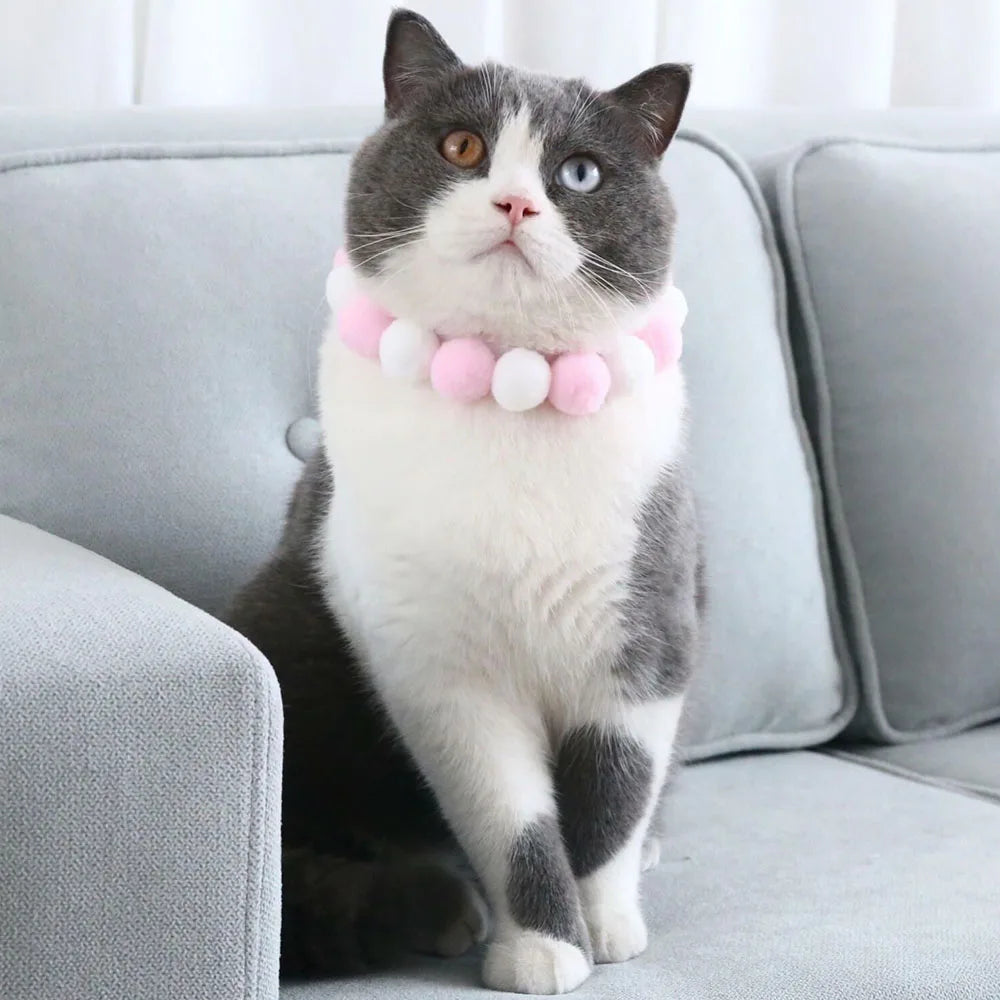 Pet Necklace Collars For Cats Puppy Dogs Cute Plush Ball Collar Adjustable Cat Neck Strap Fashion Pet Party Supplies Accessories
