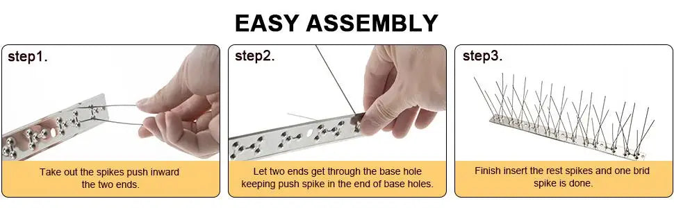 Bird Spikes with Stainless Steel Base, Durable Bird Repellent Arrow Pigeon Fence Kit
