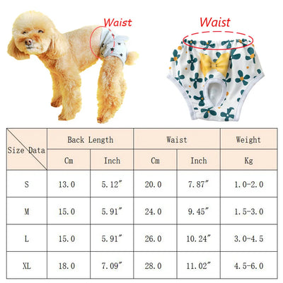 Cute Print Puppy Dog Physiological Pants for Small Dogs Washable Reusable Pet Safety Trousers Poodle Shorts mascotas Underwear