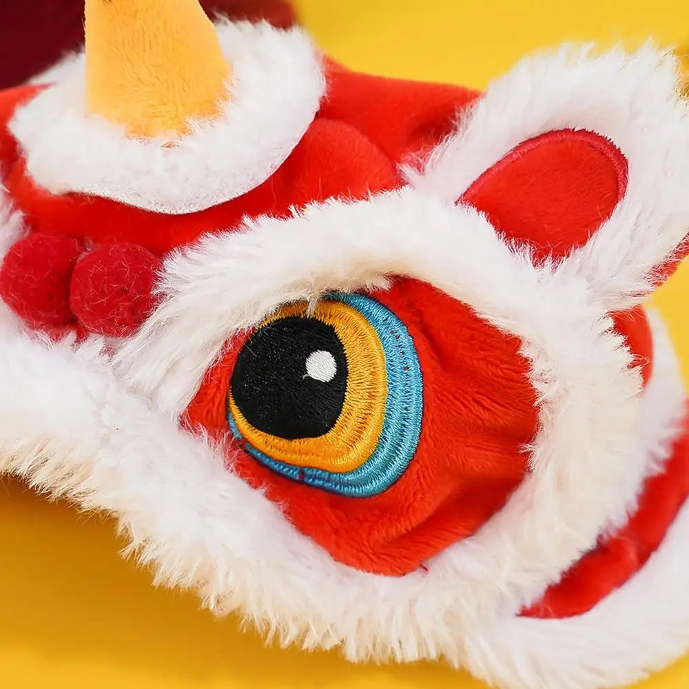 Small Dog Hat Cute Cat Costumes Dance Lion Pet Cat Soft Warm Lion Dance Clothes Small Pet Headwear Pet lion dance hat