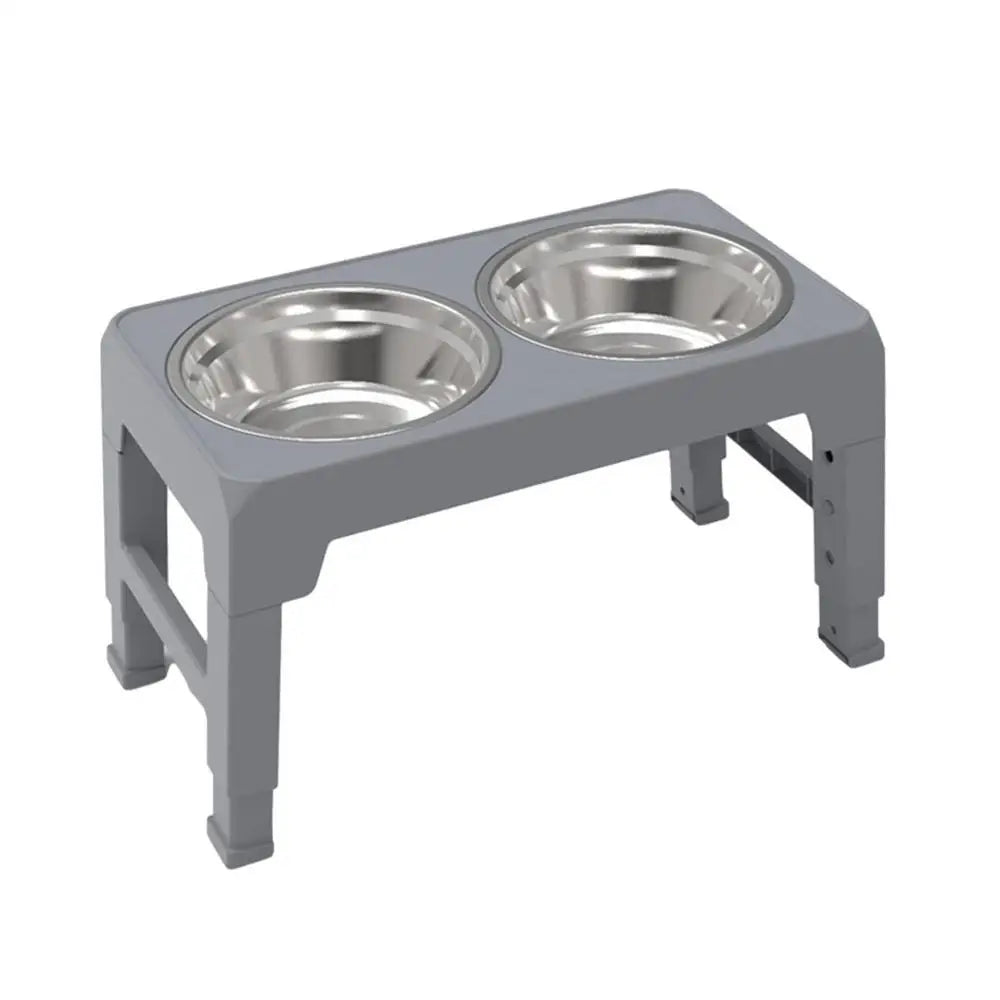 Elevated Stainless Steel Pet Feeding Bowls Height Adjustable Dog Bowl with Stand Cat Bowls Food Water Set with Two Bowls