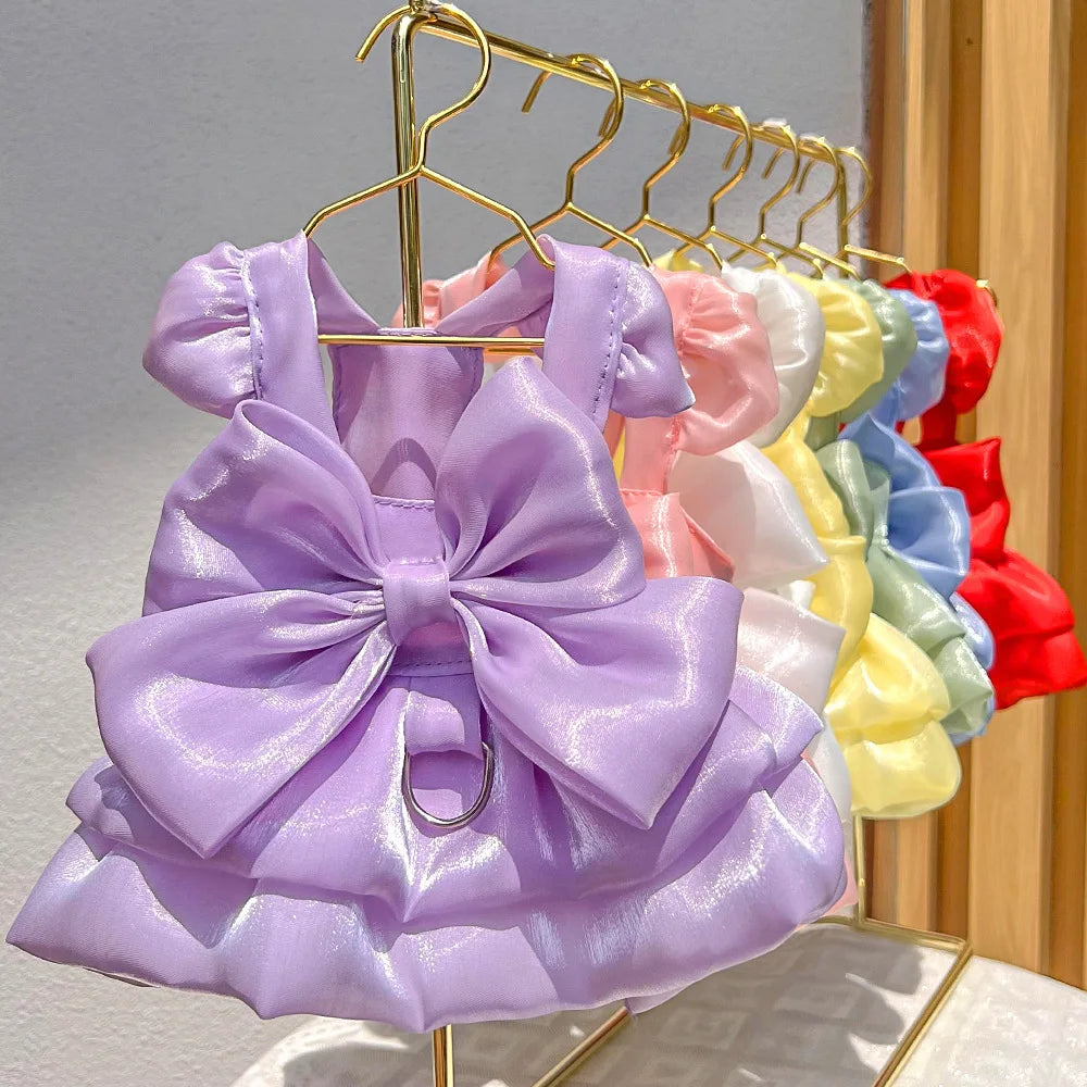 Big Bow Pet Wedding Dress with Buckle Luxury Dog Full Dresses for Small Dogs Pomeranian Poodle Puppy Cat Skirt mascotas Clothes