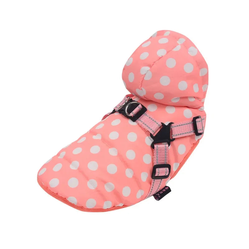 Winter Reflective Large Pet Dog Jacket With Harness Warm Clothes For Labrador Waterproof Coat Chihuahua French Bulldog Outfits