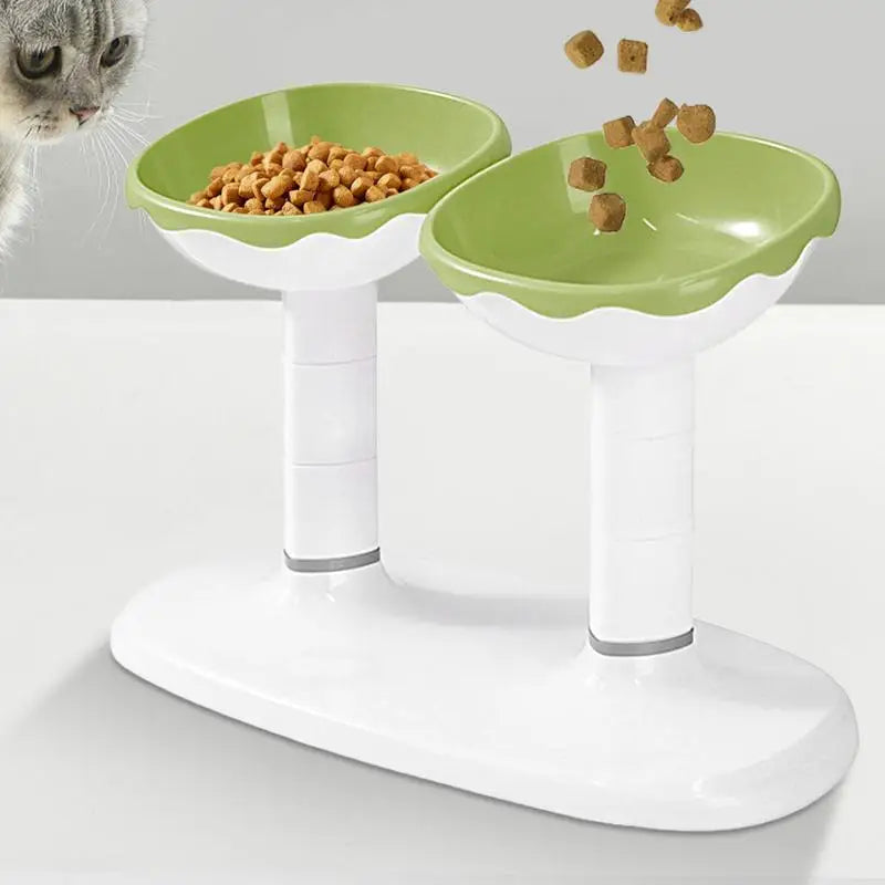 Cat Dishes For Food And Water Height Adjustable Pets Water And Food Bowl Set Large Capacity Cat Food Feeder And Waterer Set For