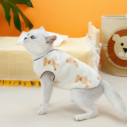 Leisure Pet Cat Clothes Winter Warm Sweatshirt Soft Cozy Cat Costume Kitten Cardigan Puppy Vest Small Dog Jacket Ropa Para Gatos