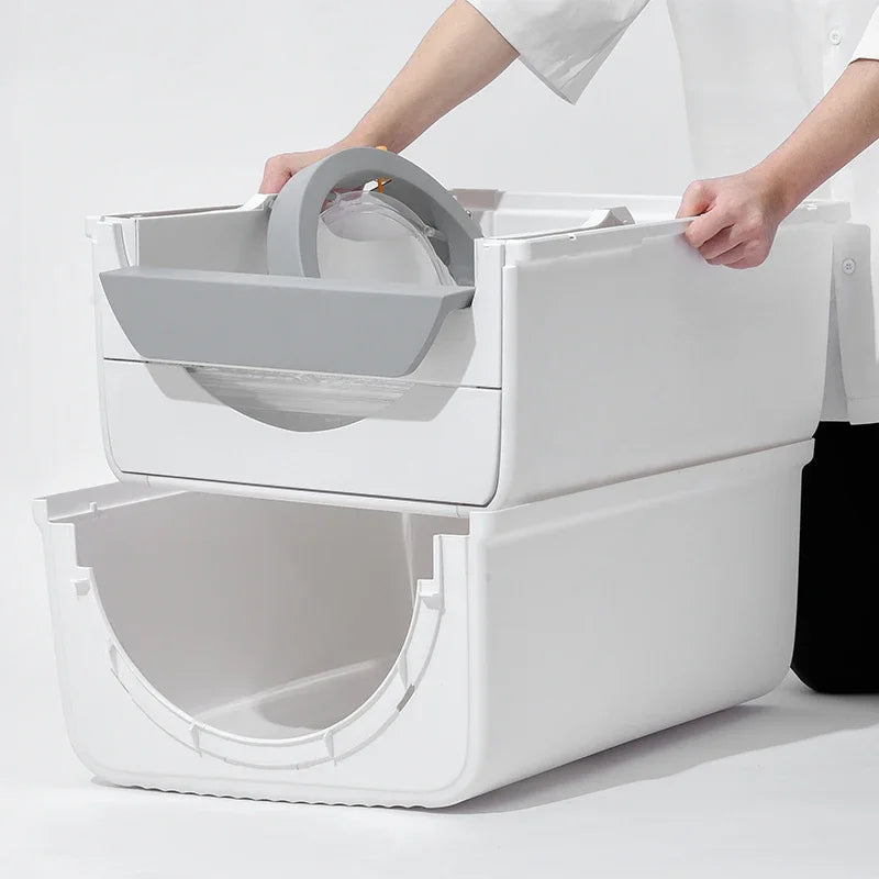New Large Semi-automatic cat sand basi Cat Toilet  Cat Litter Box Pet Waste Collection Device