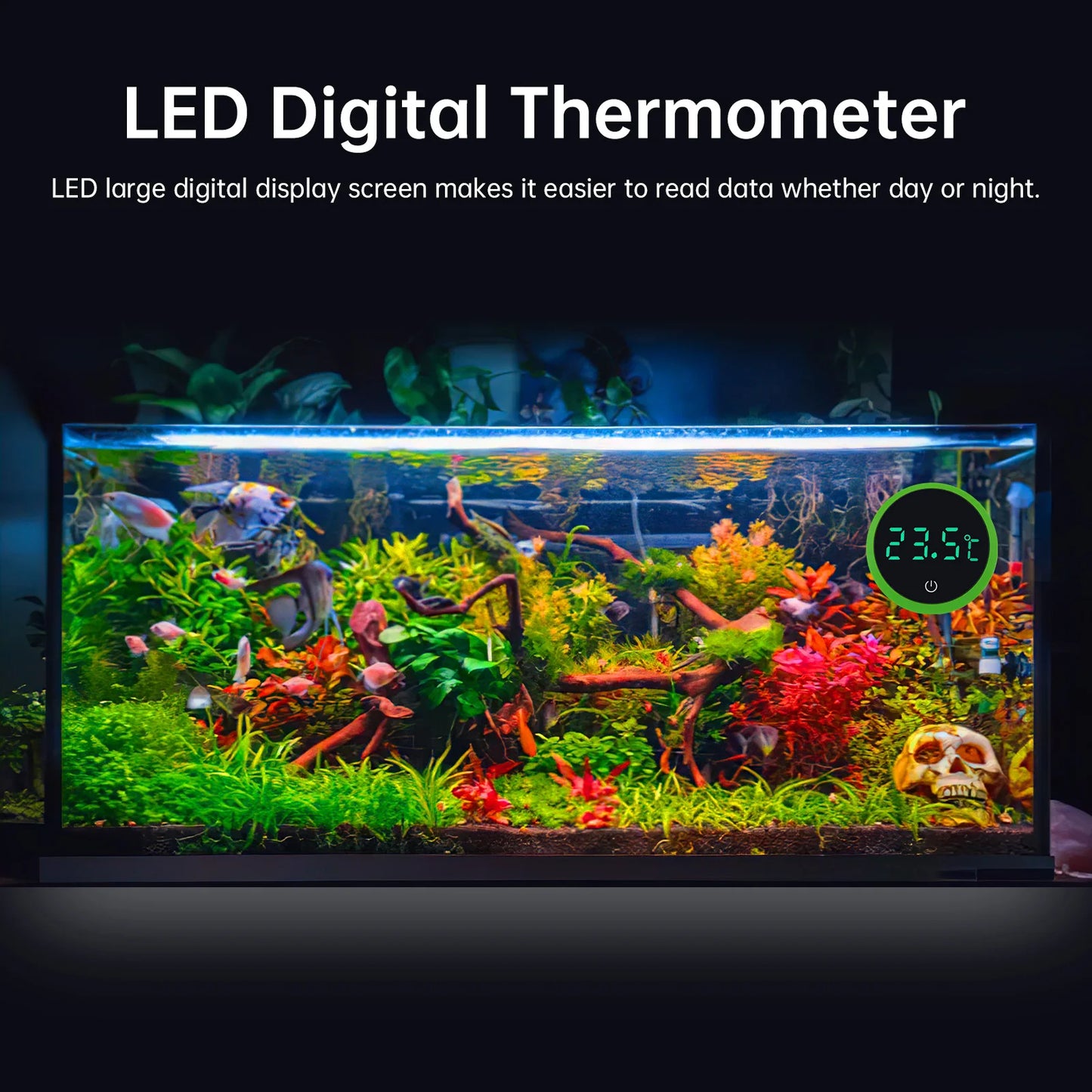 Cordless Digital Aquarium Thermometer LED Display Electronic Fish Tank Water Temperature Measurement Control Temp Meter Gauge