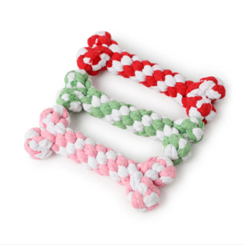 Pet Toy Chew Teething Cotton Rope Knot BonesToys For Dog Tooth Clean Ball Bite-Resistant  Dog Chew Puppy Training InteractiveToy