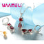 Real 925 Sterling Silver Color Jewelry Sets for Woman Girls Shining Austrian Crystal Cute Cat Pendant Necklace Huggie Earring
