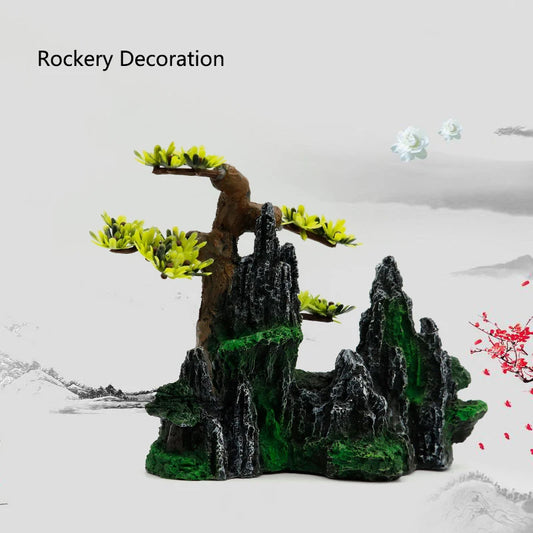 Resin Aquarium Rockery Mountain Decoration Artificial View Rock Cave Stone Tree Fish Tank Ornament Pet Supplies Home Decor