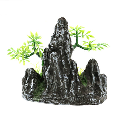 Resin Aquarium Rockery Mountain Decoration Artificial View Rock Cave Stone Tree Fish Tank Ornament Pet Supplies Home Decor