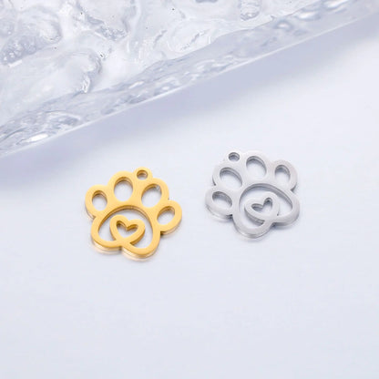 5Pcs/Lot Stainless Steel Cat Dog Claw Charms Cute Animal Claw Love Pendant For DIY Bracelet Necklaces Jewelry Making Accessories