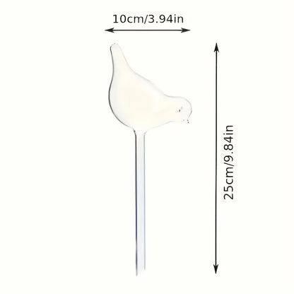 2pc Plant Waterer Self Watering Sphere, Bird shaped Hand Blowed  Plastic Transparent Water Beads
