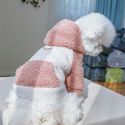Thicken Warm Sherpa Fleece Dog Coat Winter Dog Clothes for Small Medium Dogs, Puppy Hooded Sweater Yorkie Chihuahua Pet Apparel