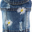 Pet Clothes for Small Medium Dogs Cool Dog Denim Jacket Puppy Sleeveless Dark Washed Jeans Costume Spring Lapel Pet Coat