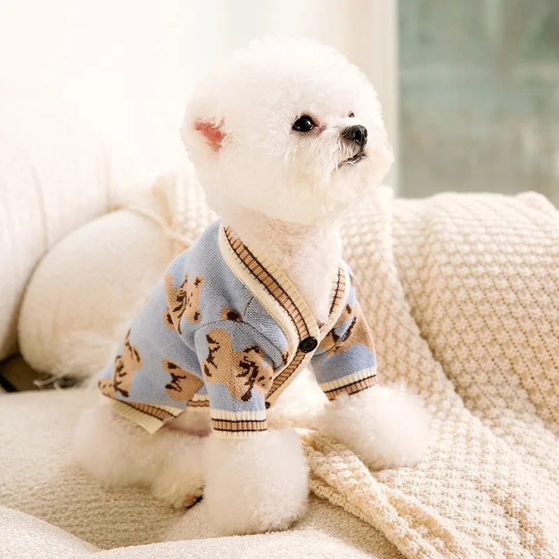 Winter Dog Sweater Pet Dog Clothes for Small Dogs Solid Letter Knitted Coat Puppy Costume Chihuahua French Bulldog Cat Sweaters