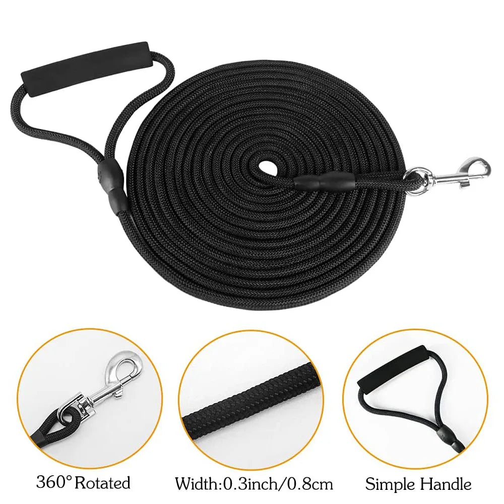 Dog Check Cord 5M 10M Leash Floatable Extra Long Pet Dog Training Rope with Soft Handle for Camping Playing Backyard Beach Lake