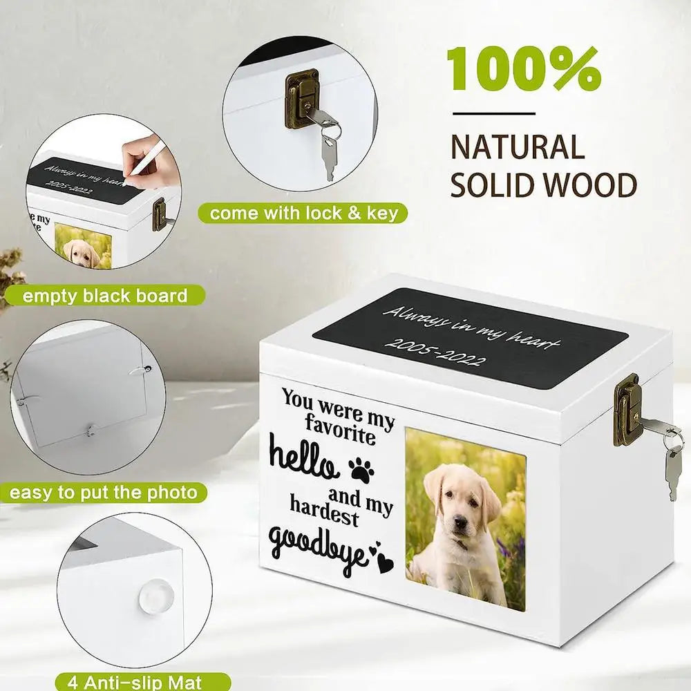 Pet Cremation Box Wooden Photo Frame Memorial Box Large Memorial Urns Pet Ashes Photo Box Dog Urns Pet Cremate Urn For Dog Or