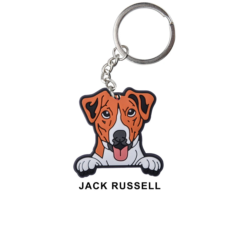 Cartoon Cool Dogs Keychains Bulldog English Springerspaniel Keyrings Maltese Greyhound Key Chains Husky Keeshond Key Rings Gifts