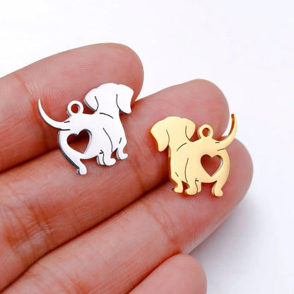 5Pcs New Cute Stainless Steel Dog Charms Lovely Animal Charms for Earrings Bracelet Necklace Pendant Handmade Jewelry Making DIY