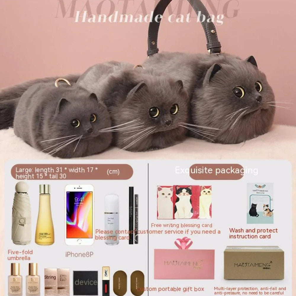Handmade Cat Doll Bag Girl To Girl Birthday Gift Go Heart Niche Senior Practical, Cat Bag, A Variety of Ways To Use, Cute Cat