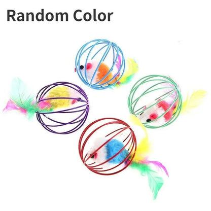 Cat Toy Pet Cat Kitten Playing Mouse Rat Mice Ball Cage Toys Pet Supplies Random Color  аксесуари для котів