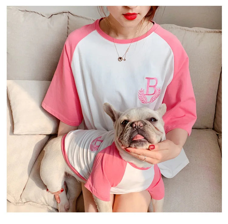 Dog Vest  Dog Shirts for Dogs  Dog Costume  Dog Clothes Parent-child Wear Spring and Summer Embroidery Four Colors