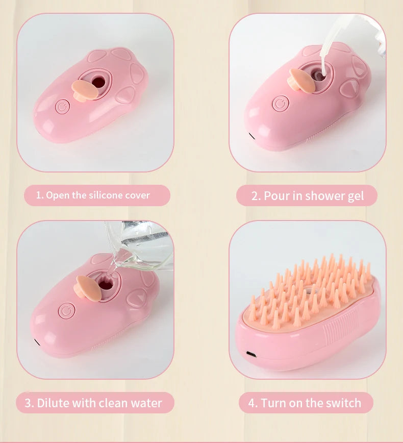Colored Pet Steam Beauty Comb Cleanable Floating Hair Remove Tangled Hair No Need To Take A Shower Universal For Cat And Dog