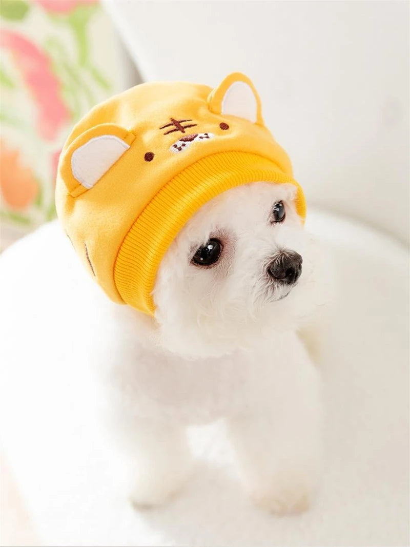 Elastic Winter Cosplay Cat Hat Funny Animal Warm Cotton Pet Dog Head Wear Halloween New Year Chihuahua Gifts Pet Accessories