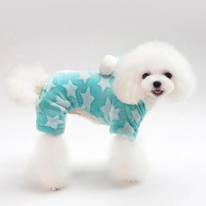 Soft Dog Pajamas Pjs Small Dogs Sweater Warm Doggy Winter Clothes Puppy Jumpsuit Flannel Onesie for Chihuahua Pet Cat Clothing