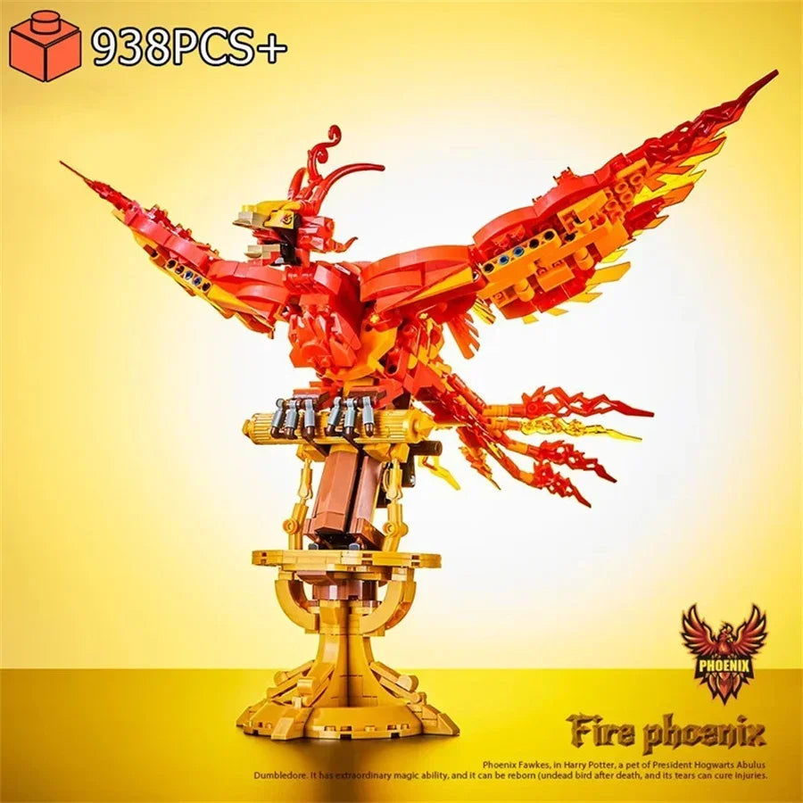 New Magic Movie Fire Phoenix Chinese Fly Divine Beast Building Blocks Bricks Mythical Animal Bird Model Assembled Toy Kid Gifts