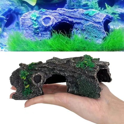 Resin Aquarium Bark tree hole Decoration Artificial View Rock Cave Stone Tree Fish Tank Ornament Pet Supplies Home Decor