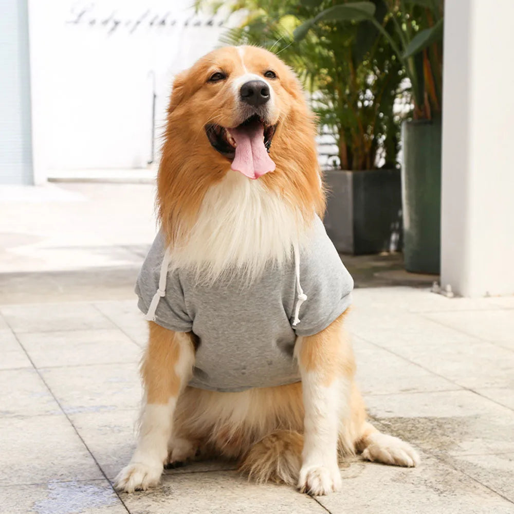 Warm Dog Clothes for Large Dogs Winter Pet Fleece Coat Sport Sweatshirt Hoodies with Snacks Pocket Gold Retriever Husky Apparel