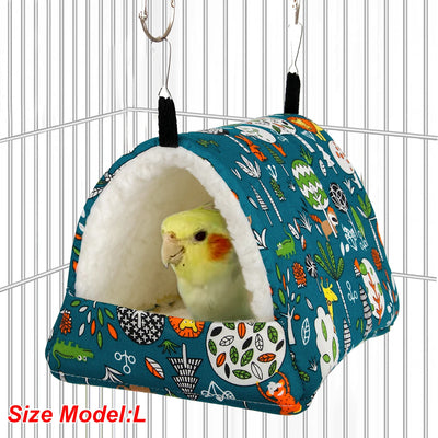 1pc Cute Print Bird Bed Mini Cage Rabbit Squirrel Mat Guinea Pig Nest Hamster House Small Animal Sleeping Bed Pet Hanging Cage