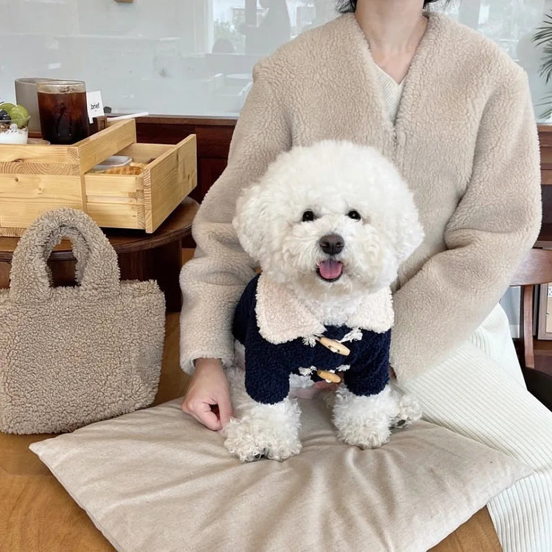 Fleece Dog Clothes Cardigan Pet Dog Coat Puppy Jacket Chihuahua French Bulldog Dog Overalls Small Dog Clothing Warm Costumes