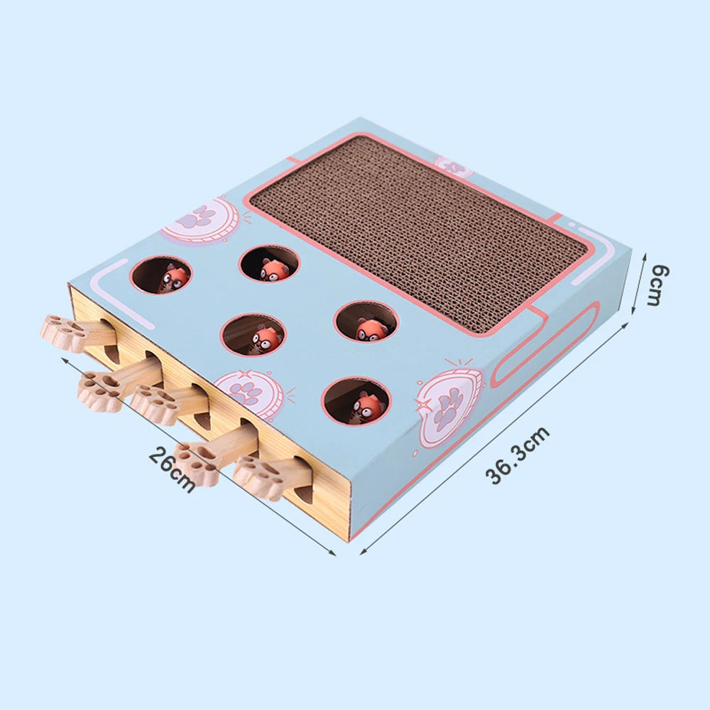 Cat whack-a-mole toy interactive play Cat scratch board Corrugated paper cat box claw grinder toy