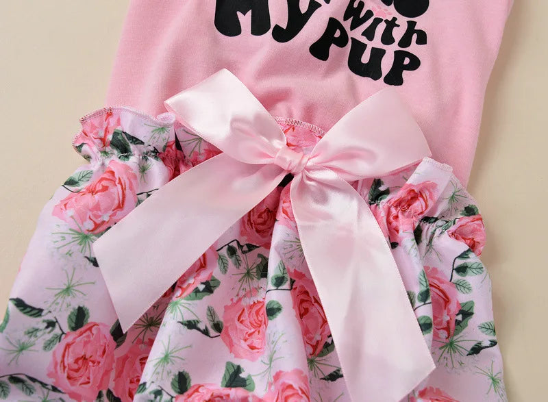 Dog Clothes for Small Dogs Girl Summer Dog Pajamas Jumpsuit, Top Puppy Shirt and Floral Pants 4 Legged Female Dog Onesie Pjs