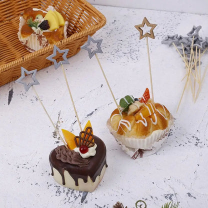 50Pcs Hollow Star Bamboo Skewers Disposable Insert Cocktail Fruit Toothpick Stick Christmas Picks Party Buffet Decor X1J5