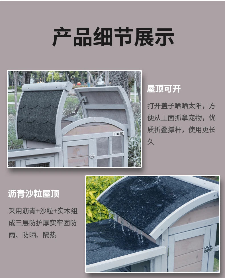 Rabbit Cage Extra Large Small Rabbit Cage Pet Rabbit Housing Outdoor Household Solid Wood Double decker Villa Breeding Cage