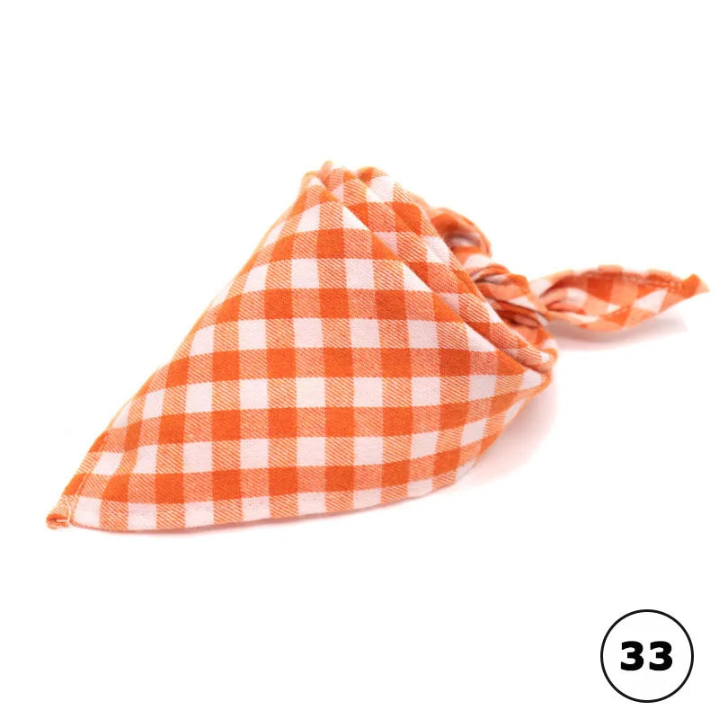 Plaid Cat Dog Bandana Pet Puppy Soft Cotton Bandanas Handkerchiefs Scarfs Triangular Bandages Accessories for Kittens Puppies