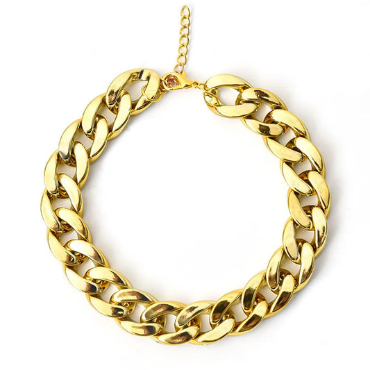 Gold Pet Cat Dog Collar Adjustable Light Plastic Small Dog Cuban Link Collar for Bulldog Puppy Necklace Pet Apparel Accessories