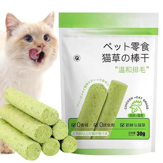 6PCS Cat Grass Teeth Grinding Stick Pet Snacks Hairball Removal Mild Hair Row Ready To Eat Cat Baby Cat Teeth Cleaner Teeth Care