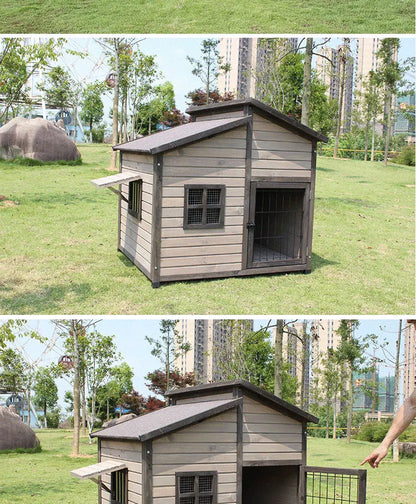 Solid Wooden Dog House Outdoor Double Top Outdoor Dog Crate Rainproof Golden Retriever Crate Extra Large Universal Dog House