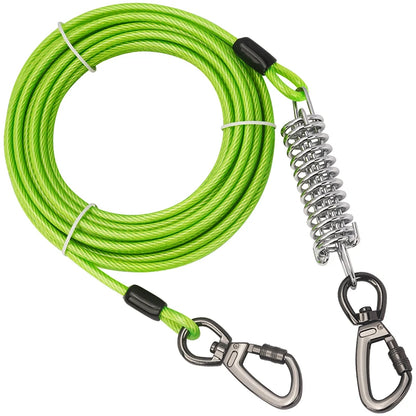 Tie Out Cable Dog Leash with spring Durable Anti-Bite Two Head dog Leash, Outdoor Dogs Leash Belt For Small Medium Dog Walking