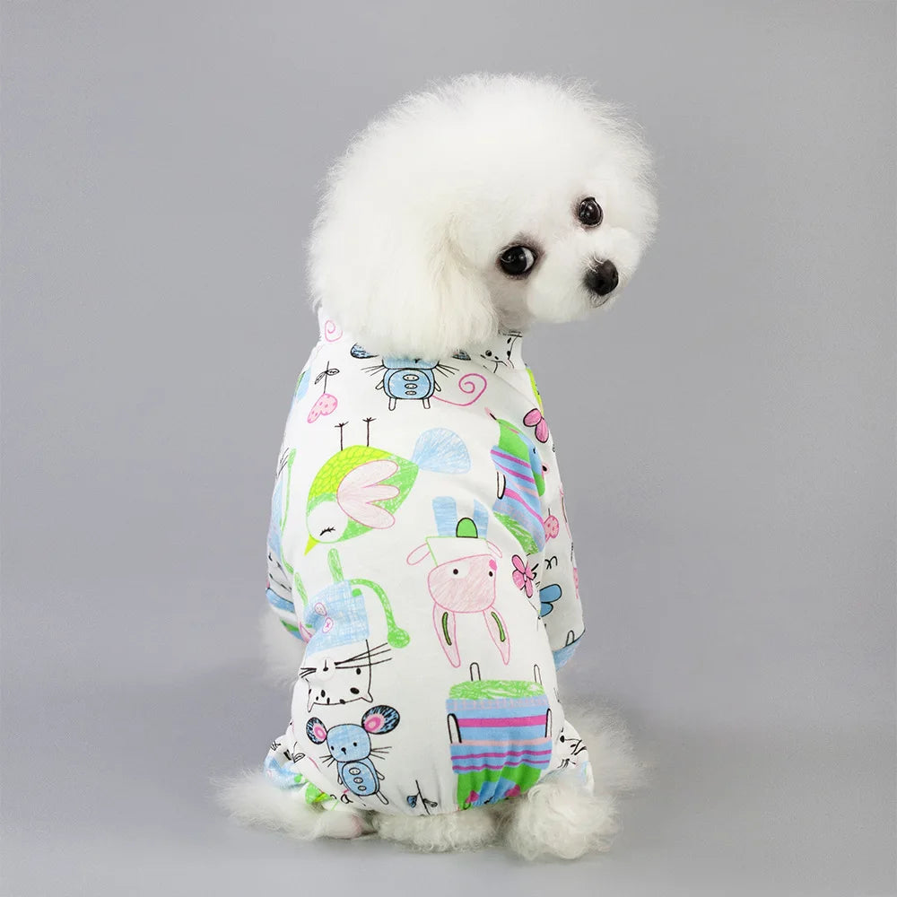Pet Clothing Warm Cotton Dog Pajama Yellow Duck Soft Material Stretchable Dog Pajamas Onesie Pet Pjs Dogs Apparel for Small Dogs