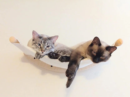 Cat Hammock Wall Mounted Wooden Furniture Scratcher Kitty Beds Perches circular plunge platform Cats Wall Shelf For Play & Climb