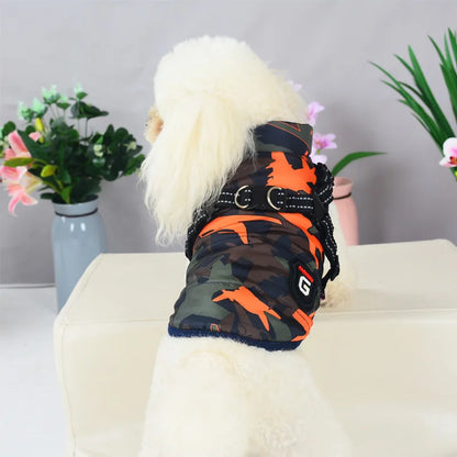 Winter Pet Dog Harness Vest Jacket Clothing Waterproof Coat Dog Clothes For Small Medium Dog Camouflage Windproof Puppy Pug Coat