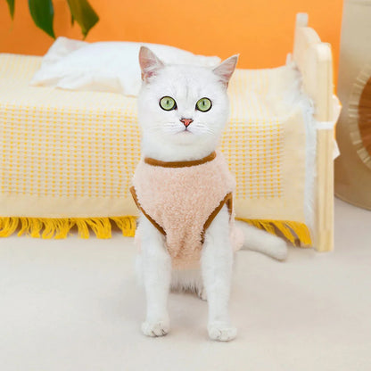 Leisure Pet Cat Clothes Winter Warm Sweatshirt Soft Cozy Cat Costume Kitten Cardigan Puppy Vest Small Dog Jacket Ropa Para Gatos